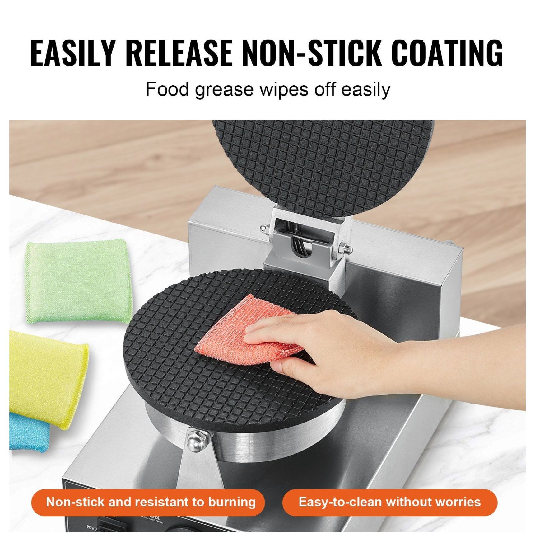 Commercial Waffle Cone Maker 1230W, Electric Ice Cream Cone Machine, Egg Roll Maker for Home & Business, Stainless Steel, Adjustable Temperature, Non-Stick