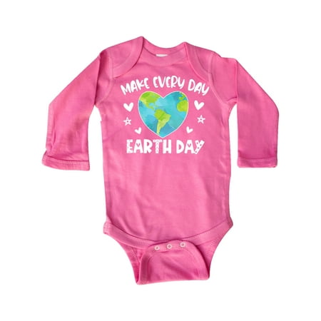 

Inktastic Make Every Day Earth Day with Hearts and Stars Gift Baby Boy or Baby Girl Long Sleeve Bodysuit