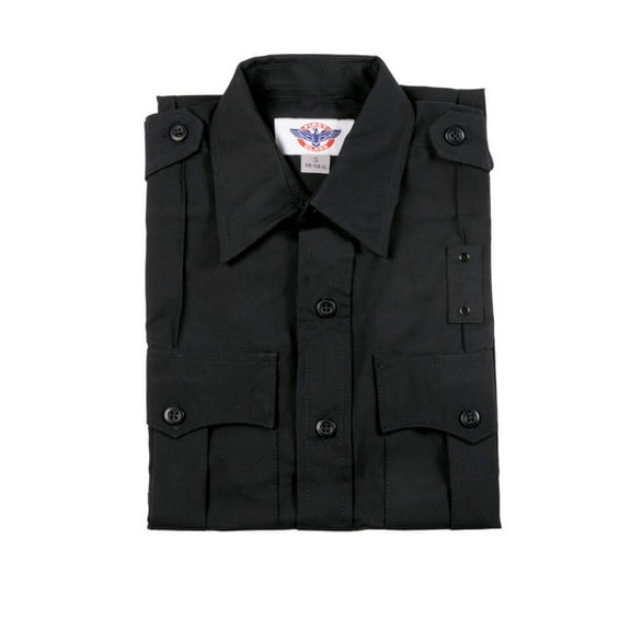 First Class Poly Rayon Uniform Short Sleeve Shirt - Black - S
