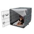 thumbnail image 2 of Butterflies Dog Crate Cover, Pattern of Repetitive Spring Flower Silhouettes Spring Season Design, Easy to Use Pet Kennel Cover Small Dogs Puppies Kittens, 7 Sizes, Seafoam and Grey, by Ambesonne, 2 of 6