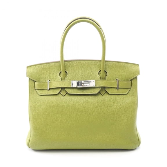 Pre-Owned Hermes Hermès Birkin 30 handbag in Taurillon Clemence leather, green, for women,...