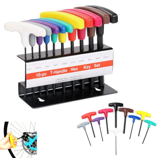 SAE Metric THandle Hex Key Allen Wrench Set w/ Holders 10Piece