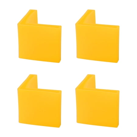 4 Pcs Yellow Plastic Angle Iron Foot Pad L Shaped Edge Leg Cover 50mmx50mm