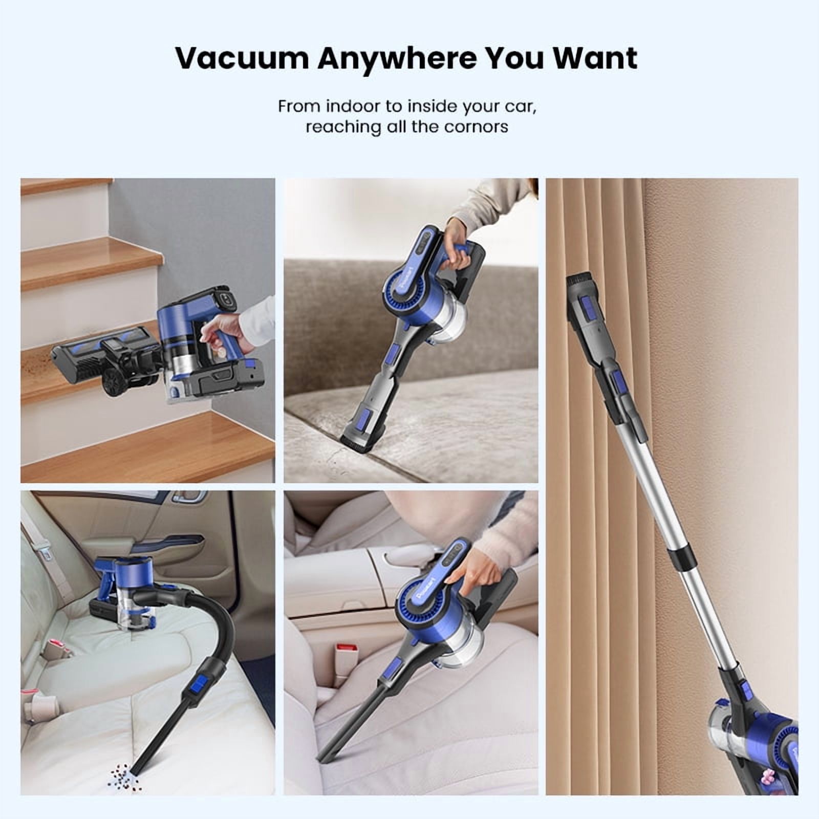 Vacuum Cleaners POWEART V870 Purple Cordless Vacuum, 30KPa Suction, 350W Motor, 8-in-1 Cleaner,Floor Cleaning Machines