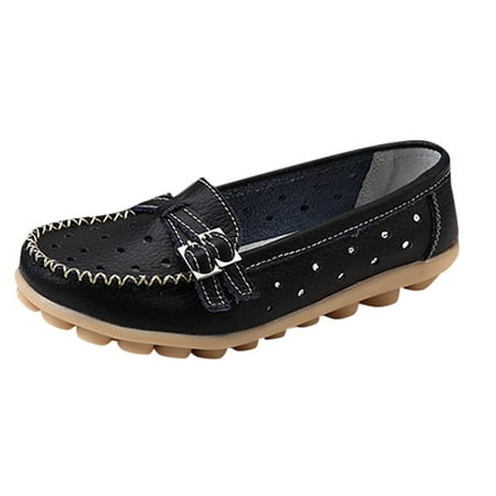 

XINSHIDE Women Shoes Casual Female Shoes Casual Hollow Buckle Flat Heel Sole Single Shoes Loafers Shoes Shoes Casual Shoes Fashion Shoes