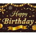 thumbnail image 4 of Gorgeous Gold Themed Happy Birthday Banner Background Backdrop with Balloons Bows and Fireworks Party Decoration for Birthday Party Photography Props and Home Decor, 4 of 8