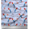 thumbnail image 1 of Soimoi Moss Georgette Fabric Branches,Leaves & Macaw Parrot Bird Print Fabric by The Yard 42 Inch Wide, 1 of 1