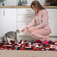 thumbnail image 3 of Geometric Square Red Pattern Anti Fatigue Kitchen Rugs Set Of 2, Non Slip Washable Decorative Floor Mats for Kitchen Sink Laundry, 17"x30" and 17"x47", 3 of 6