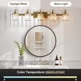 thumbnail image 2 of TROPOW Bathroom Vanity Light Fixtures Modern Crystal Vanity Light Fixtures Over Mirror，5 Light Modern Crystal Wall Lighting with Square Shade,Gold, 2 of 7