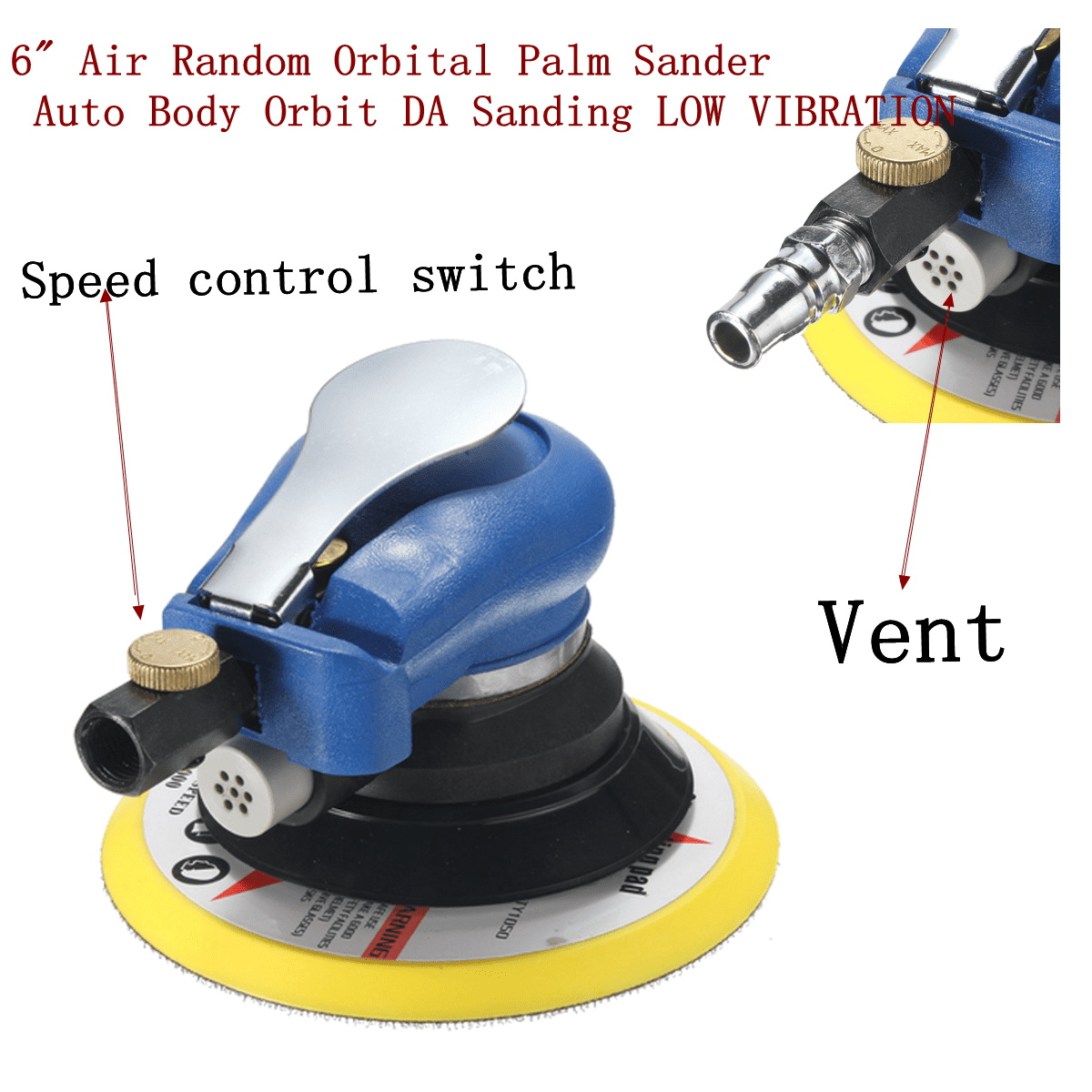 AIR DA SANDER 6'' Dual-Action Random Obital Sander 3/16" Orbit AirVantage R61000
