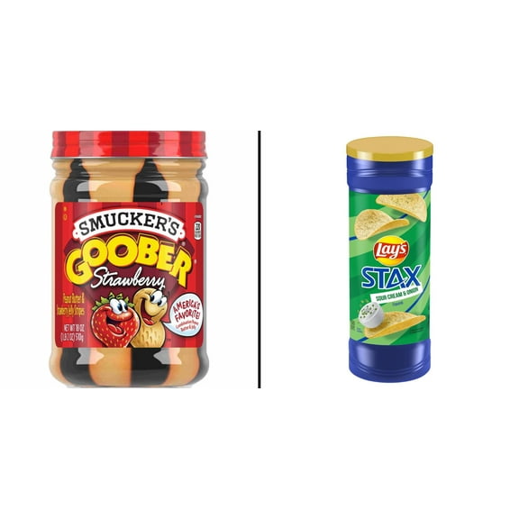 Smucker's Goober Peanut Butter and Strawberry 18 Oz & Lay's Stax Sour Cream & Onion 5.5 oz