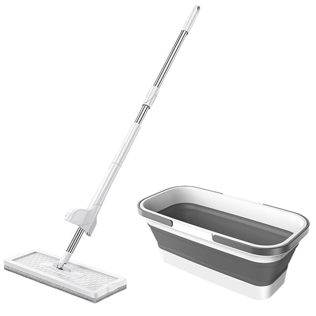 Juego Cubo Plegable para Fregona Con 2 Almohadillas Microfibra Multiusos para Limpieza Del