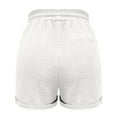 thumbnail image 3 of Uqiangy Cotton Linen Shorts For Women Womens Shorts Linen Women's Elastic High Waisted Track Shorts Gauze Shorts For Women Linen Shorts For Women Linen Shorts Women High Waisted Linen Shorts White L, 3 of 9