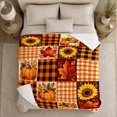 thumbnail image 5 of Autumn Sunflower Pumpkin Patchwork, Cozy Friendship Quote Scene, Warm Flannel Blanket for Living Room and Reading Nook, Art Lovers Thanksgiving Gift, Artistic Home Decor, 5 of 9