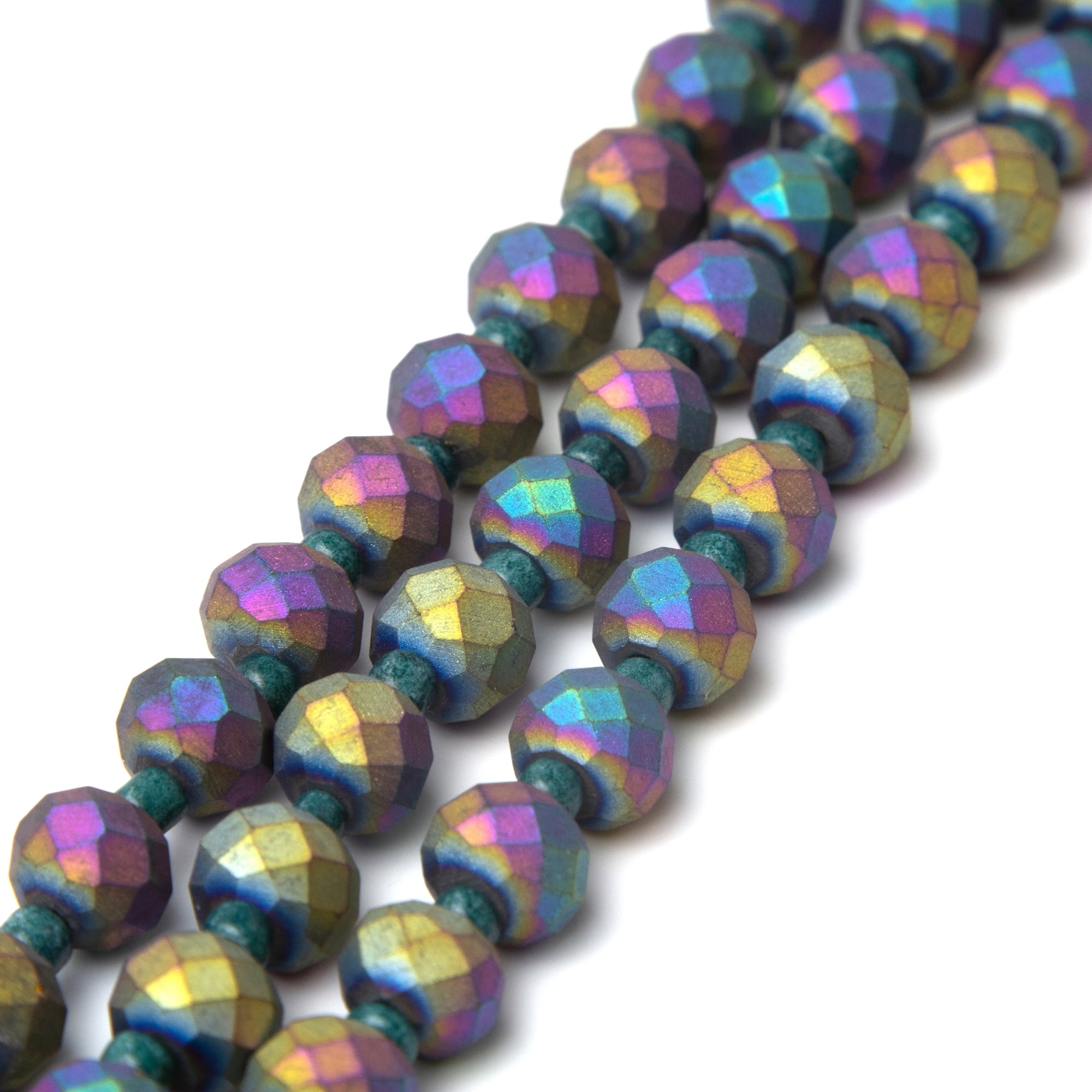 Bugle Beads 6mm White Translucent Iris Rainbow AB Glass x 100 