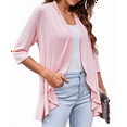 thumbnail image 3 of Women'S Open Front Cardigan 3/4 Sleeve Draped Soft Knit Sweaters Pink M, 3 of 7