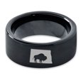 thumbnail image 2 of Tungsten North Dakota The Peace Garden State Bison Band Ring 9mm Men Women Comfort Fit Black Flat Cut Brushed Polished, 2 of 4