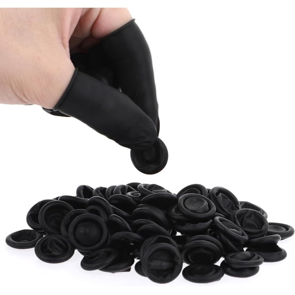 LQQBOX Approx. 200 Pcs Finger Cots, Disposable Silicone Fingertips Protective Suitable for Beauty Manicure Massage (Black)