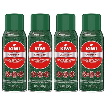 

Kiwi Heavy Duty Water Protector Camp Dry Long Lasting & Breathable Water Protection Effective on Leather Canvas Outdoor Gear & All Breathable Material 10.5 OZ Pack of 4