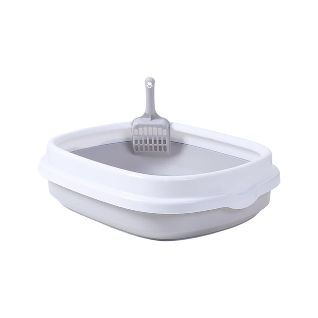 Hiroekza Covered Cat Litter Box for Big Cats Odor Control Semi-Enclosed Splash-Proof Design Easy Clean Non-Slip Bottom Metal Scoop Included Christmas Gift Gray