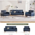 thumbnail image 6 of LAZZO 57" Loveseat Sofa, Faux Leather Tufted Couch with USB Ports and Side Pockets, Blue, 6 of 9