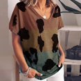 thumbnail image 1 of Fashion Womens Gradient Color Printing Short-sleeved Large Size Loose T-shirt, 1 of 3