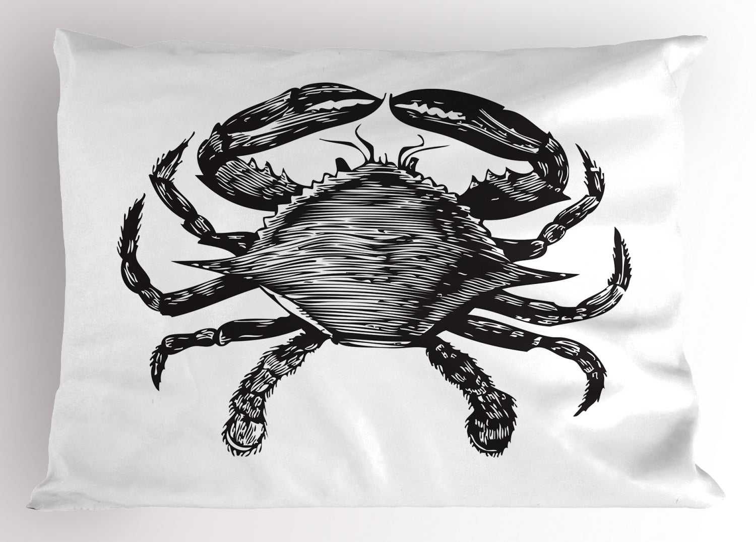 Crabs Pillow Sham Monochrome Drawing of an Animal from ...