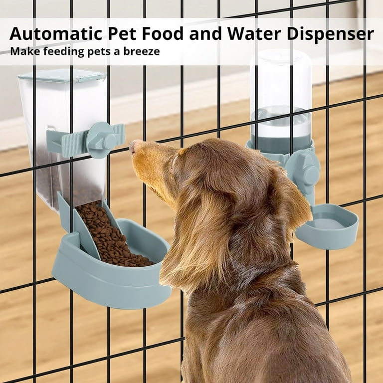 Hanging Auto Food Water Dispenser Pet Cage Automatic Feeder 1L Food Dispenser and 17oz Waterer Hanging Bottle Bowl Set for Rabbit Cat Small Dog Ferret Puppy Walmart