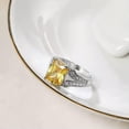 thumbnail image 2 of Yellow Square Cut AAA Cz Band for Female Gift 925 Silver Engagement Ring Sz 6-10, 2 of 5