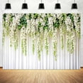 thumbnail image 4 of 10x8ft Floral Flowers Backdrop White Spring Photography Background for Women Wedding Birthday Party Wall Decor - HD Photo Studio Backdrops with Botanical Pattern Cake Table Decoration, 4 of 5