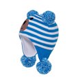 thumbnail image 2 of Xfvqtps Toddler Beanie with Ear Flaps Cute Bear Pattern Stripe Plush Pompom Knitting Plush Lining Stretch Thickened Windproof Coldproof Warm Winter Hat for 0-3 Years Blue, 2 of 4
