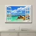 thumbnail image 2 of Window View Wall Art 3D Creative Beach Picture Gallary Wrapped Canvas Art For Bedroom Livingroom Decoration Print Ready to Hang, 2 of 4