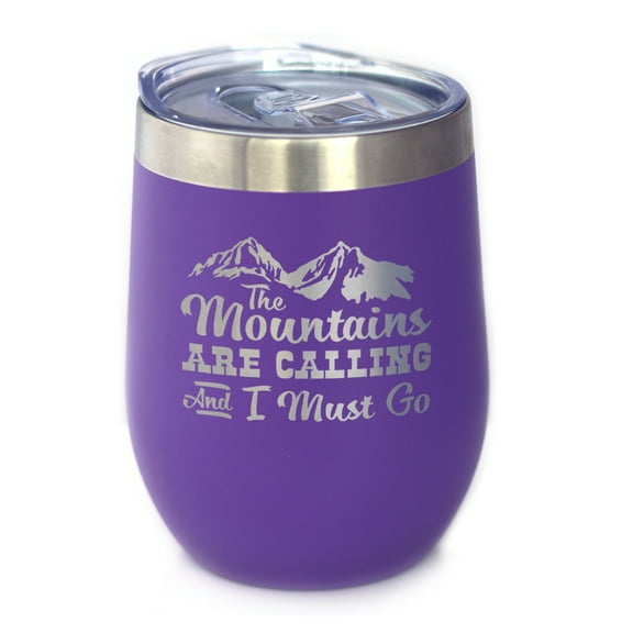 Bevvee Insulated Wine Tumbler 12 oz Mountains Are Calling Outdoor Enthusiast Gifts Tumblers