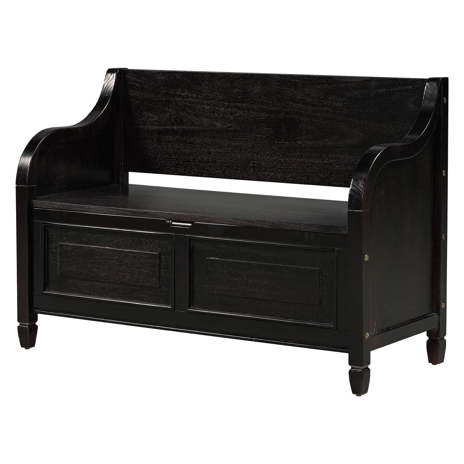 Kadyn 42" Entryway Multifunctional Storage Bench, Pine Storage Bench with Safety Hinge, Rustic Style Solid Wood Entryway Bench for Living Room, Espresso