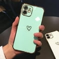 thumbnail image 4 of Bonita funda de TPU suave chapada en oro con forma de corazón para iPhone 16, 15, 11, 12, 13 Pro Max, 14, 16 Plus, X, Xs, Xr, 13 Mini, funda a prueba de golpes con airbag, 4 of 5