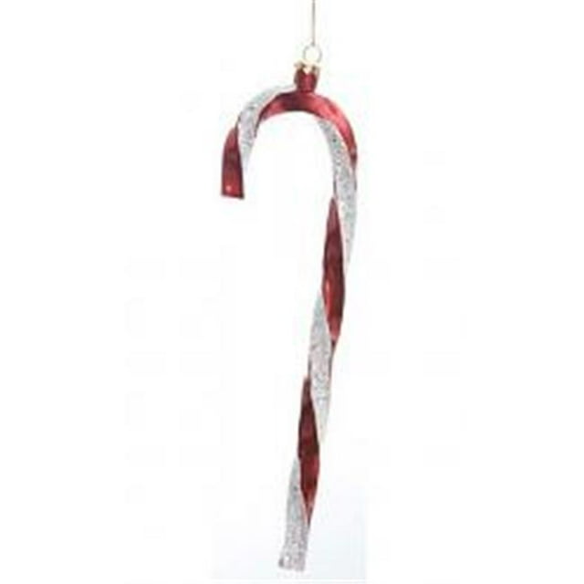 24 in. Plastic Candy Cane Ornament - Red Glitter White - 12 Pack