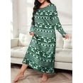 thumbnail image 2 of Women'S Sleepwear Long Sleeves Nightgown Print Tee Sleep Dress Christmas  - Green XXXL, 2 of 4