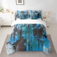 thumbnail image 2 of Manfei Blue Geometric Twin Bedding Sets 7-Piece, Modern Abstract Graffiti Bedding Comforter Set, Vintage Watercolor Artwork Reversible Sheet Sets, Luxury Bedroom Decor, 2 of 7