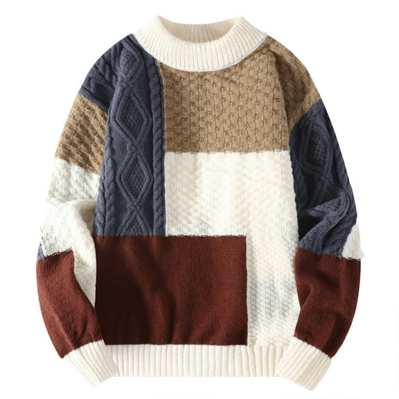 Admvng Sweaters for Men Knitwear Elastic Pullover Assorted Colors Texture Trend Sweater M-4XL