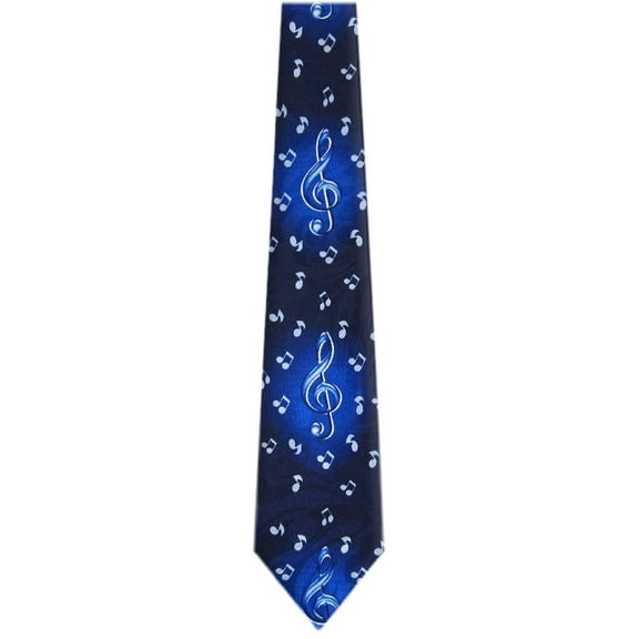 BuyYourTies - Mens Novelty Musical Notes Necktie - Navy Blue