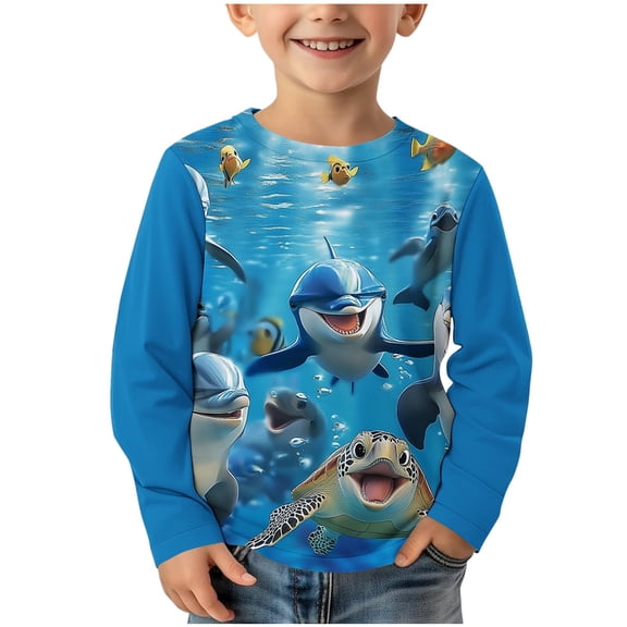 Bnwani Toddler Shirts Long Sleeve Crew Neck Casual Cute Printed Tops 3-4t