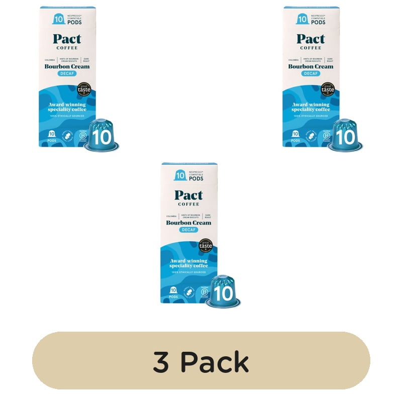 Pact Coffee Bourbon Cream Decaf Pods, 10 pods per pack, British Import (Pack of 3)