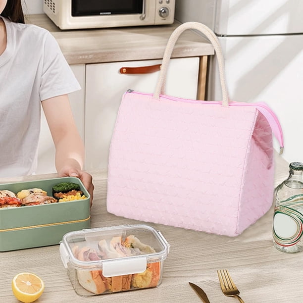 Caja de almacenamiento aislada con asa | Organizador de escritorio de tela para control remoto, papelería, varios | Gran capacidad | Impermeable, fácil de limpiar | 23x20x13cm | Rosa Azul Amarillo