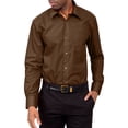 thumbnail image 2 of G-Style USA Men's Regular Fit Long Sleeve Solid Color Dress Shirts - Brown - 3X - 19-19.5 - 36-37, 2 of 6