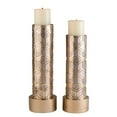 thumbnail image 1 of 14", 16"H Rose Gold Bamboo Weave Candleholders Set Of 2, 1 of 2