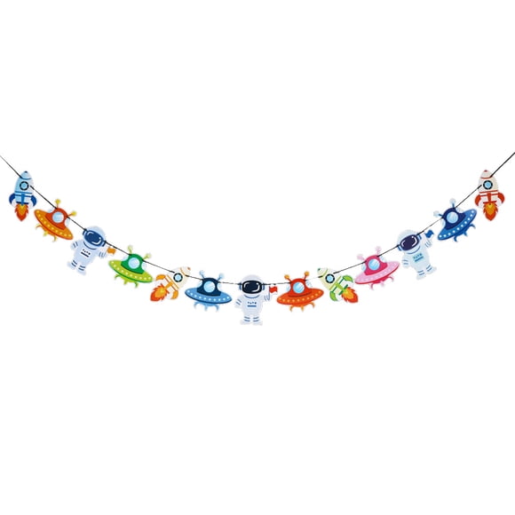 Children Bunting Banner Cartoon Spaceman Spacecraft Bunting Garland Party Decor for Birthday Kid
