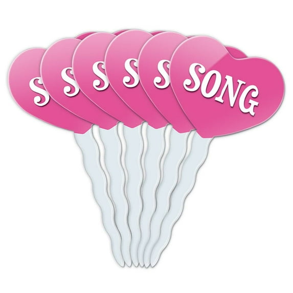 Song Heart Love Cupcake Picks Toppers - Set of 6