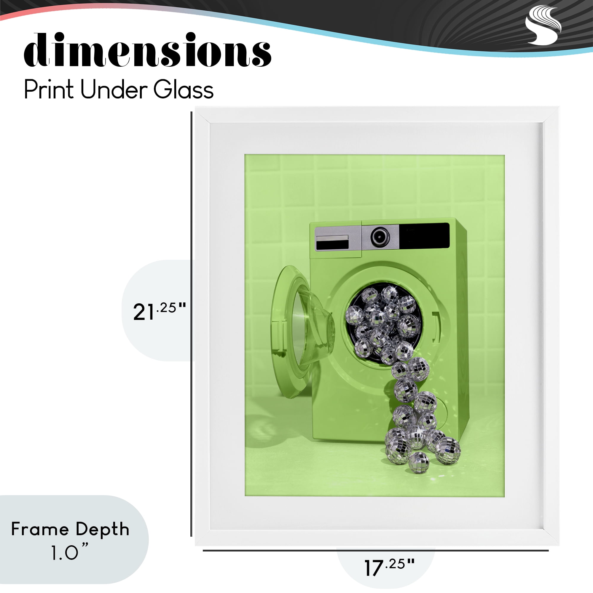 Stupell Industries Disco Laundry Machine over Lime White Framed Print Under Glass, design by LISH Creative