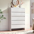 thumbnail image 1 of LLXINGS 5 Drawer Dresser for Bedroom, 48" Tall Modern Chest of Storage Drawers with Rounded Corners, Anti-Tip Kit, Wood Cabinet Organizer for Closet, Living Room, Nursery, Easy Assembly, White, 1 of 18