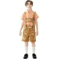 thumbnail image 2 of Mercatoo 𝐎ktoberfest Outfits 3PCS Kids Boy German Bavarian Lederhosen 𝐂ostume Pants + Plaid Button Shirt + Decorate Sets, 2 of 4